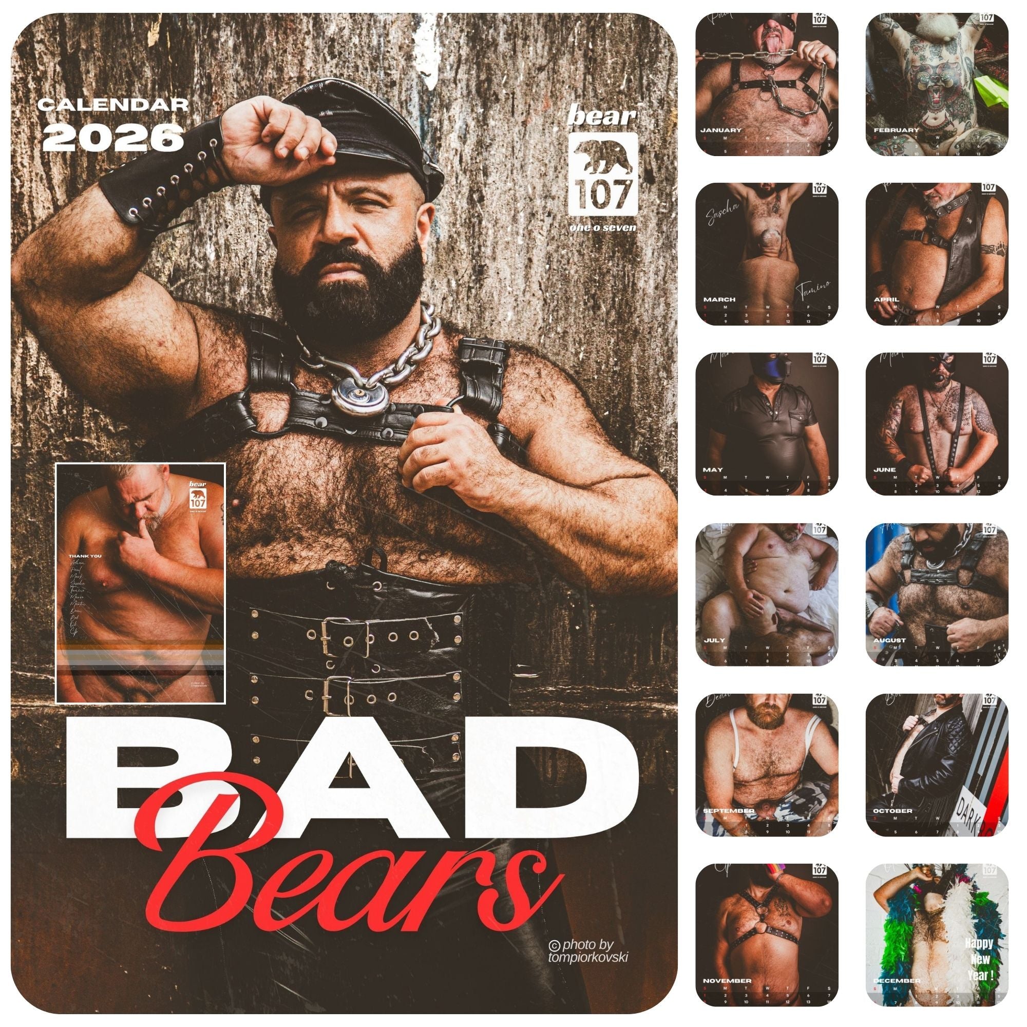 Bad Bears Calendar 2026 wall calendar A3