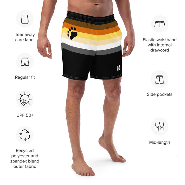 Gay Pride Bear Flag swim trunks