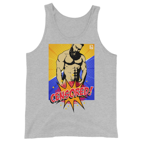 Gay Pride Muscle Bear Censored Tank Top