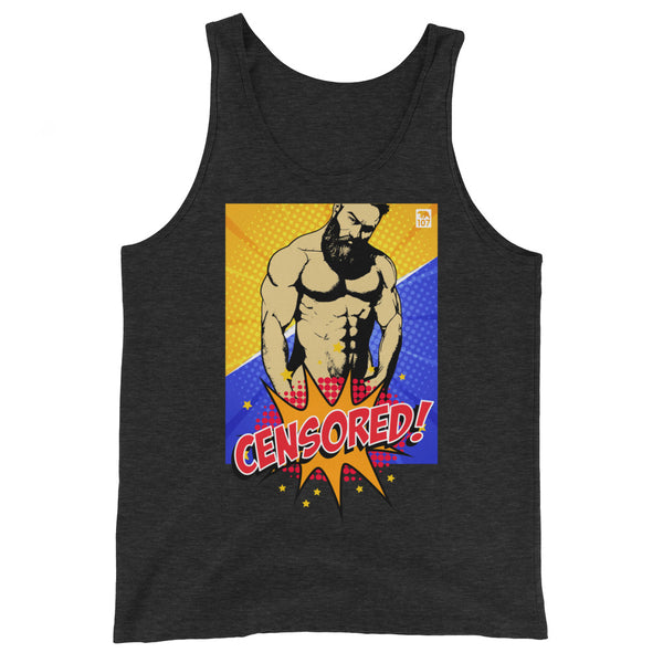 Gay Pride Muscle Bear Censored Tank Top