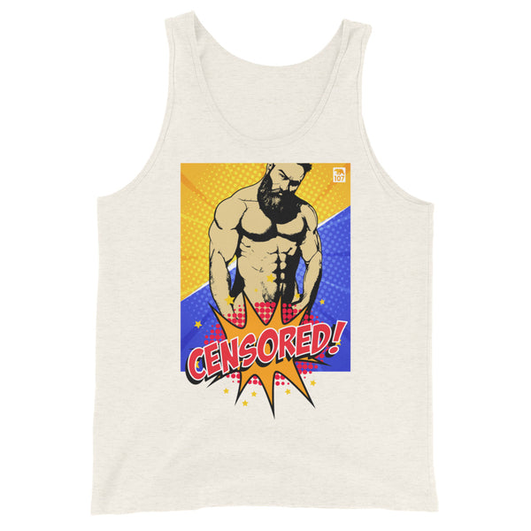 Gay Pride Muscle Bear Censored Tank Top