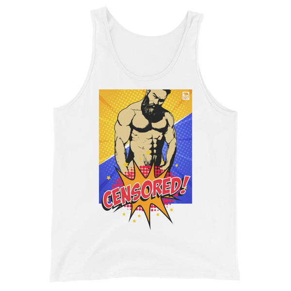 Gay Pride Muscle Bear Censored Tank Top