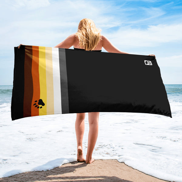 Gay Pride Bear Flag Black Towel