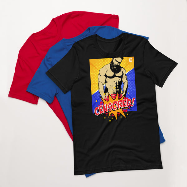 Gay Pride Muscle Bear Censored T-shirt