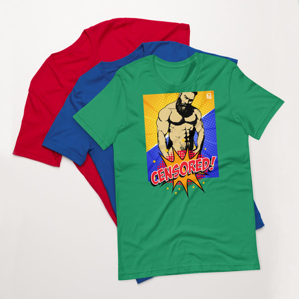 Gay Pride Muscle Bear Censored T-shirt