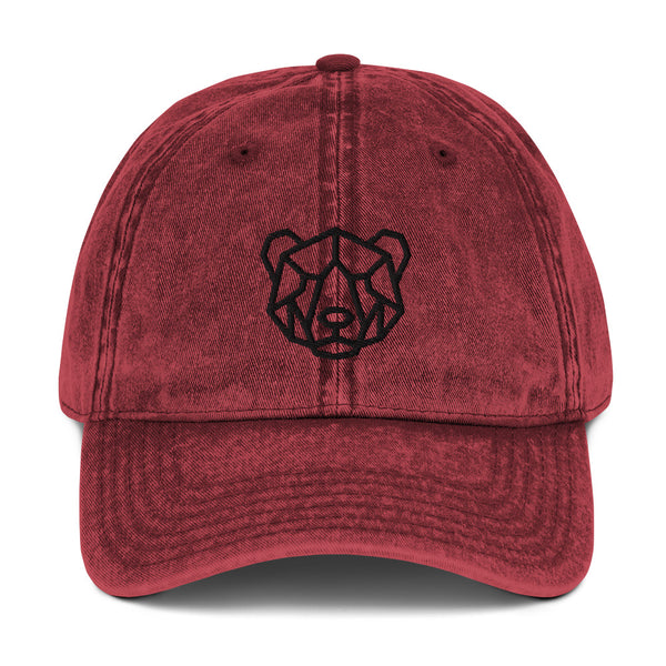 Gay Pride Black Embroidery Bear Vintage Cap