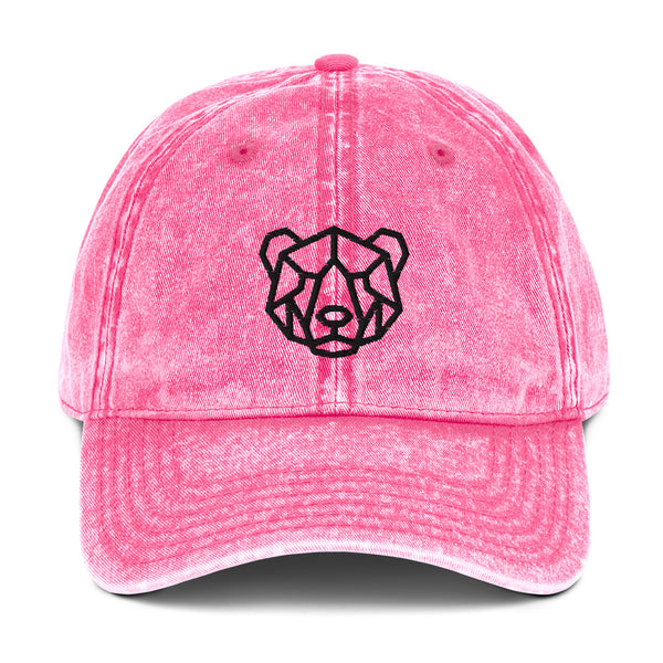 Gay Pride Black Embroidery Bear Vintage Cap